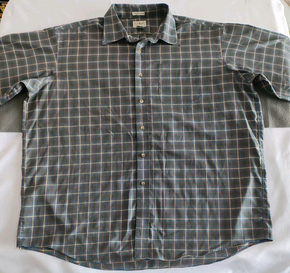 Vtg 90s LL Bean US Marine Corps Tartan Plaid Button Down Cotton Shirt Men Sz XXL